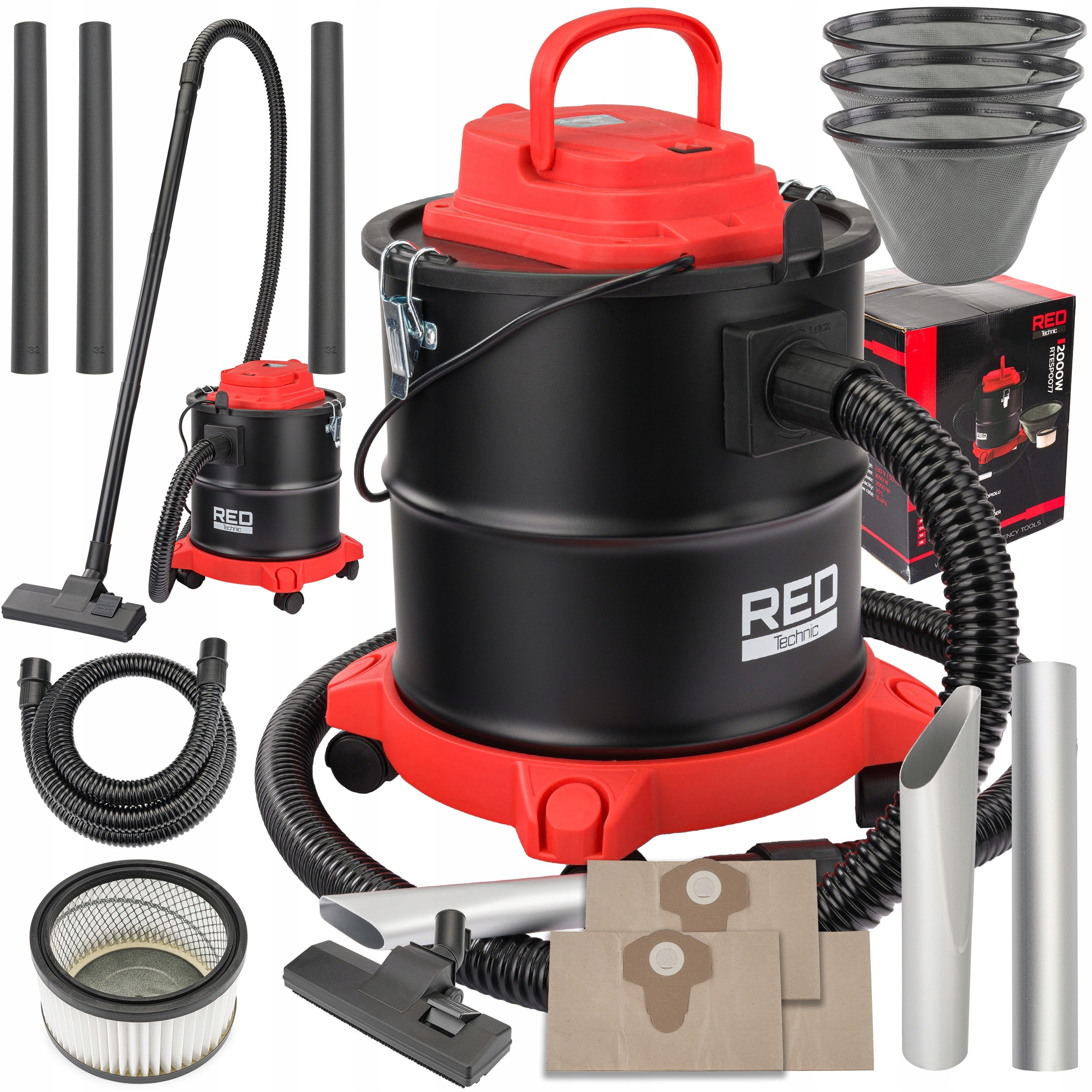 RED TECHNIC 2000 W vysávač popola 20 l